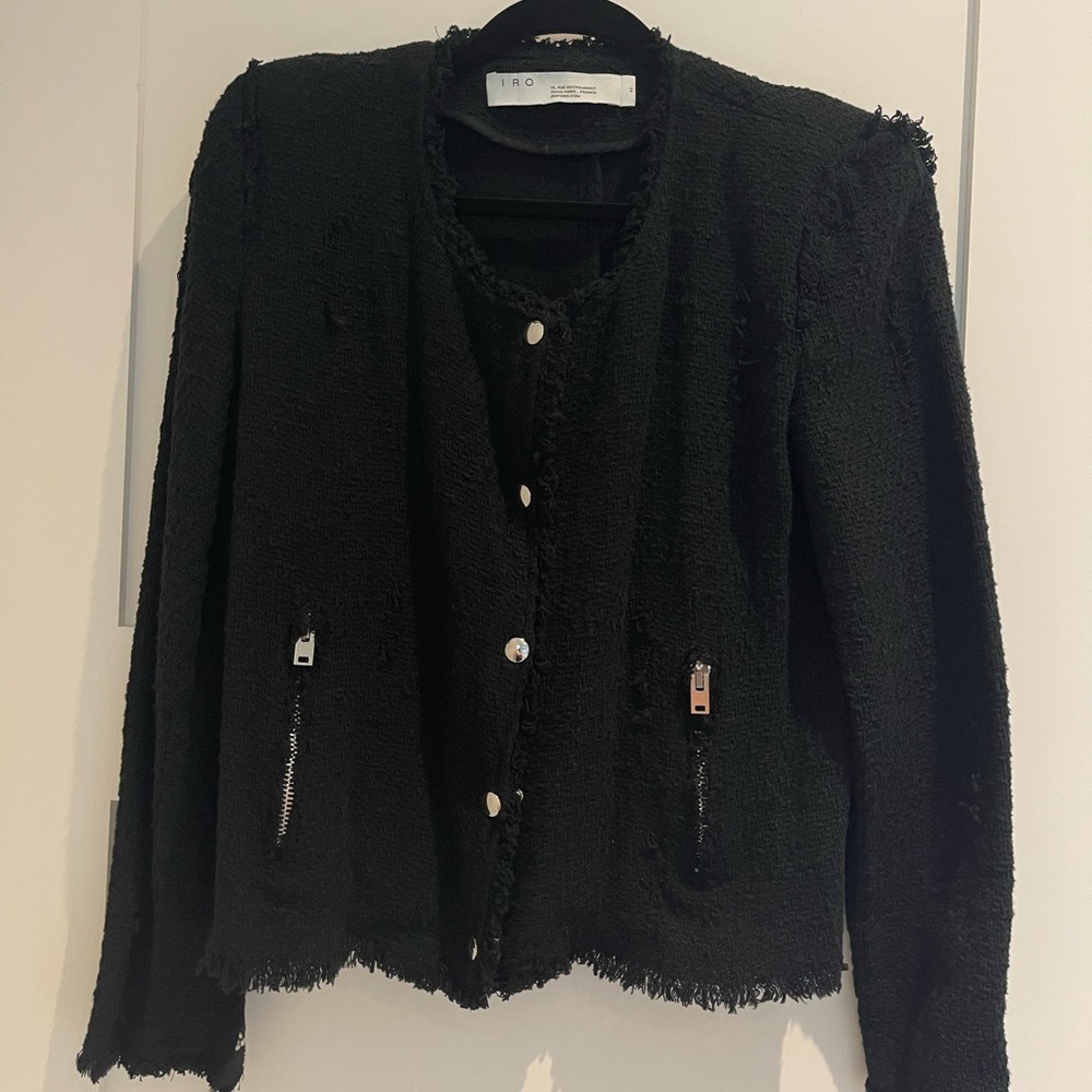 IRO distressed jacket with zips in black